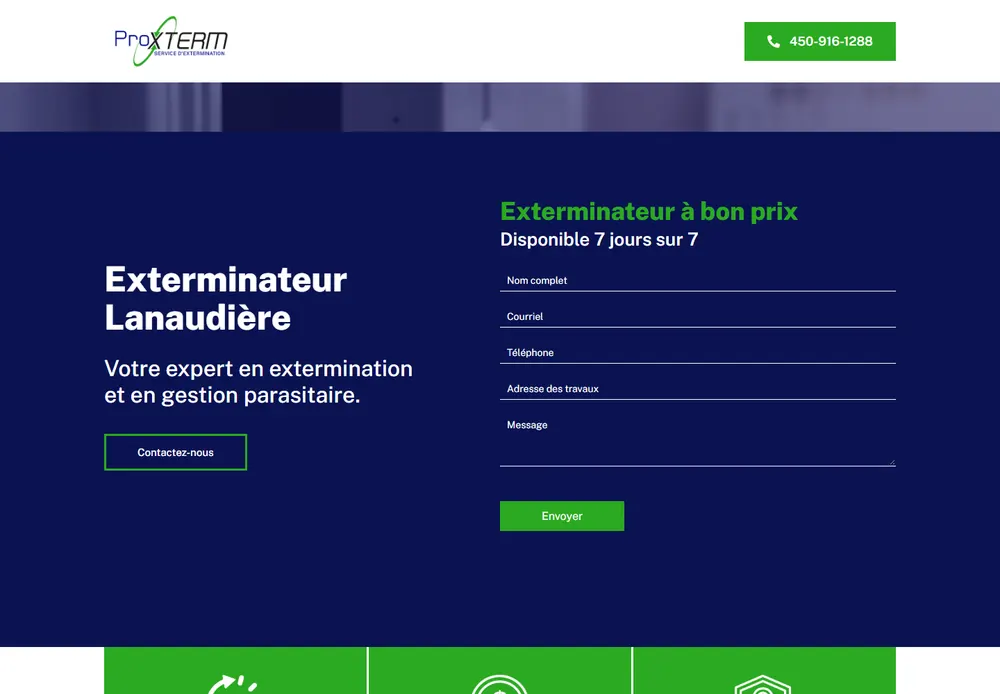 Extermination Lanaudiere website screenshot