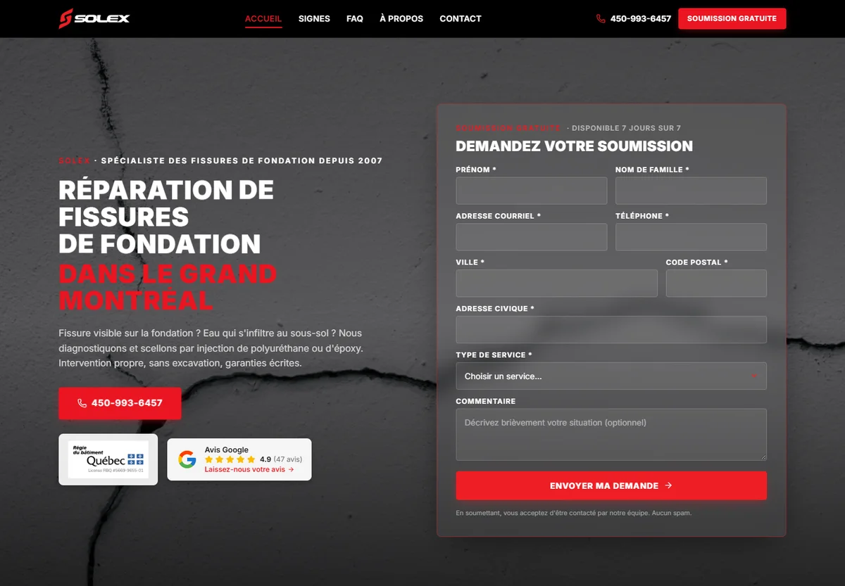 Fissures Fondation website screenshot