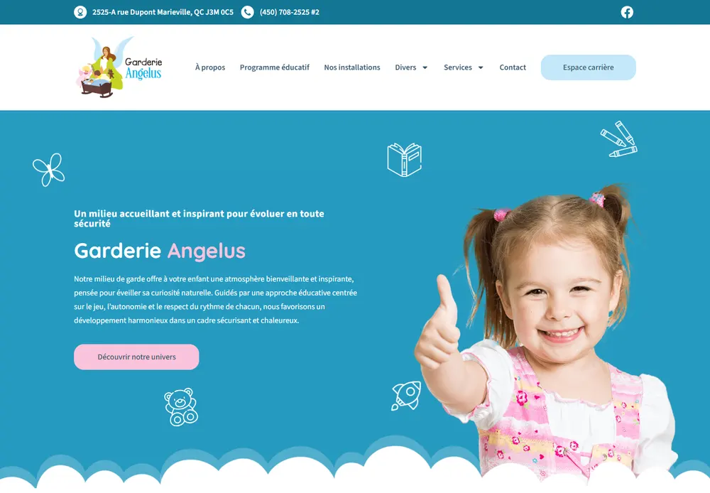 Garderie Angelus website screenshot