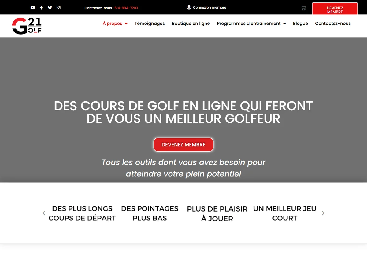 Golf21 website screenshot