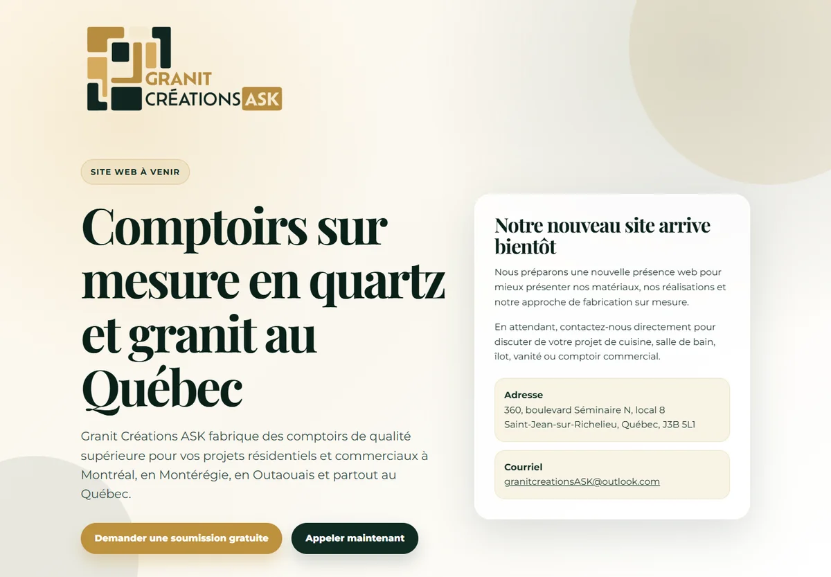 Granitcreationsask website screenshot