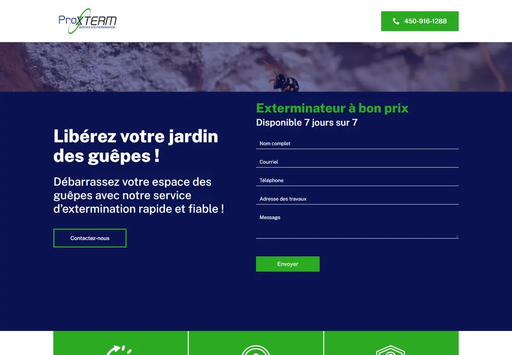 Guepes.Extermination Lanaudiere website screenshot