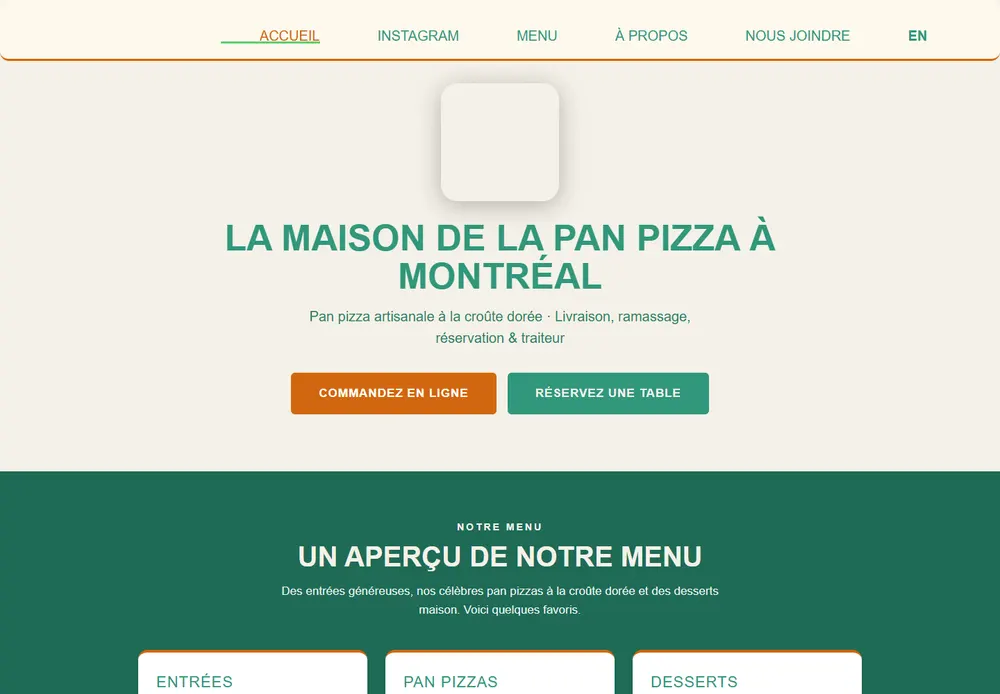 Pan Américan Pizza website screenshot