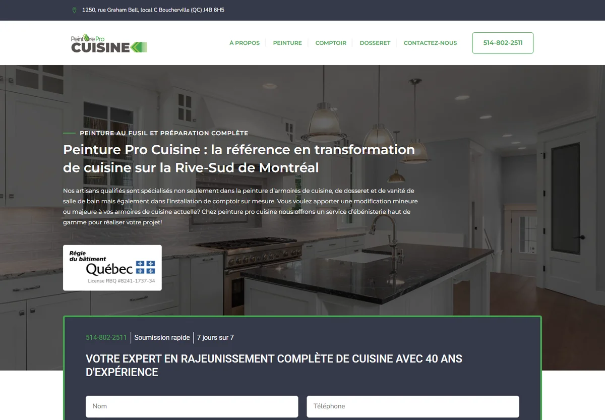 Peinture Pro Cuisine website screenshot