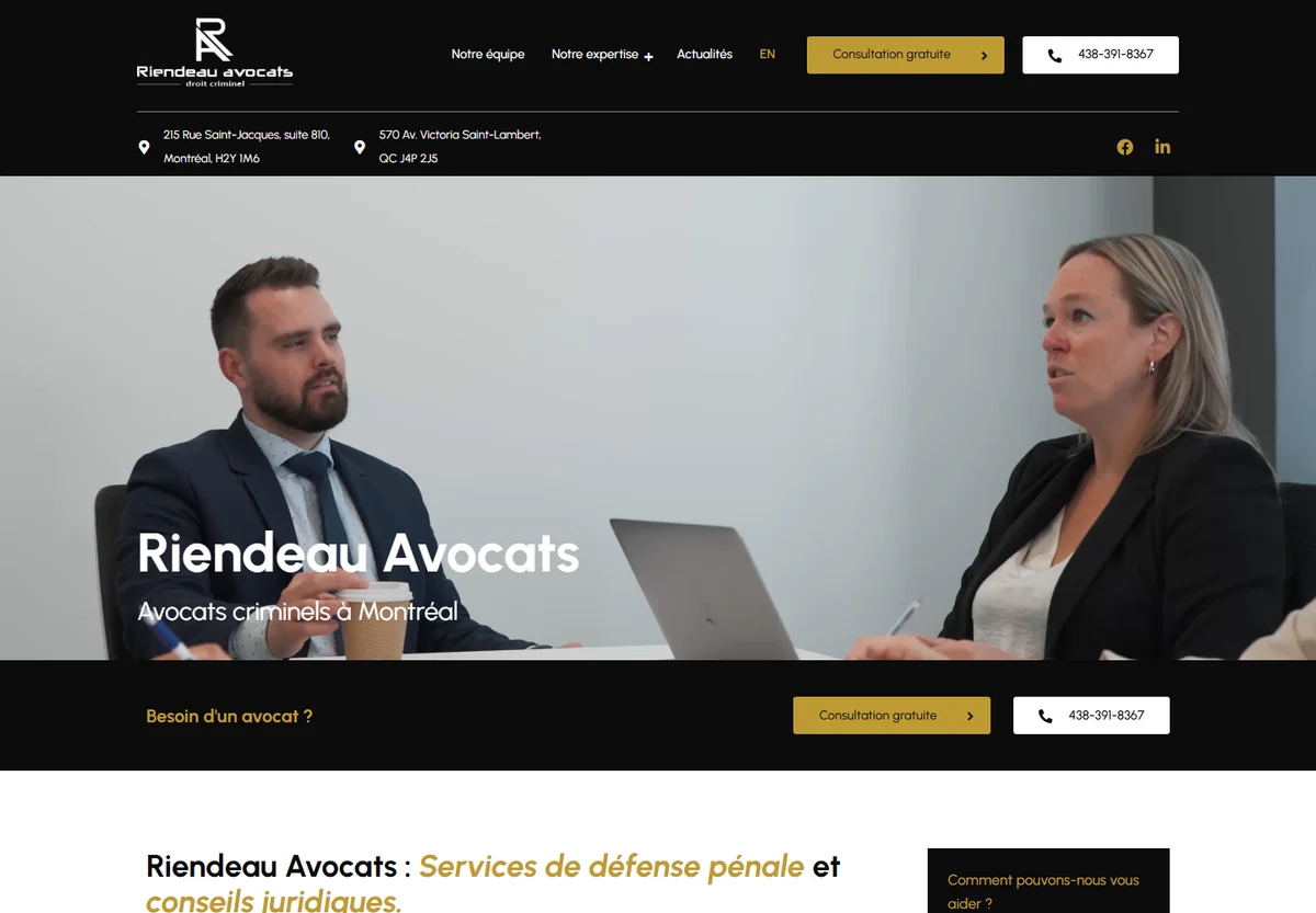 Riendeau Avocats website screenshot